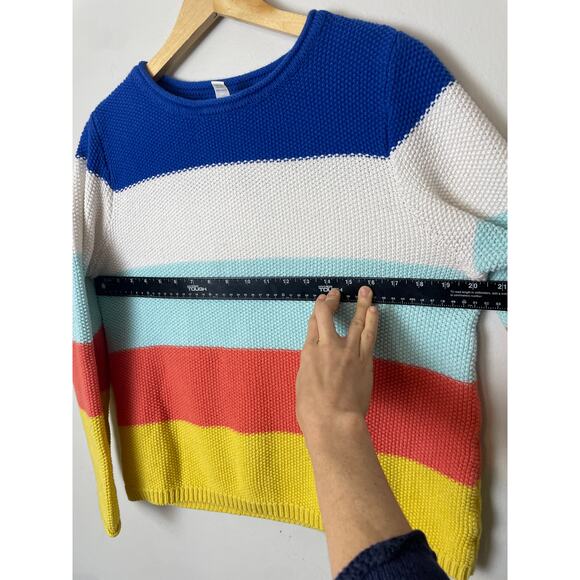 St. Johns Bay Women's Fisherman Knit Sweater Large Bright Colorblock Eclectic - Picture 7 of 10